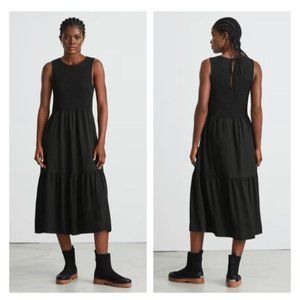 Everlane The Smock Maxi Dress Black Size XSmall Ruffle Sleeveless A145